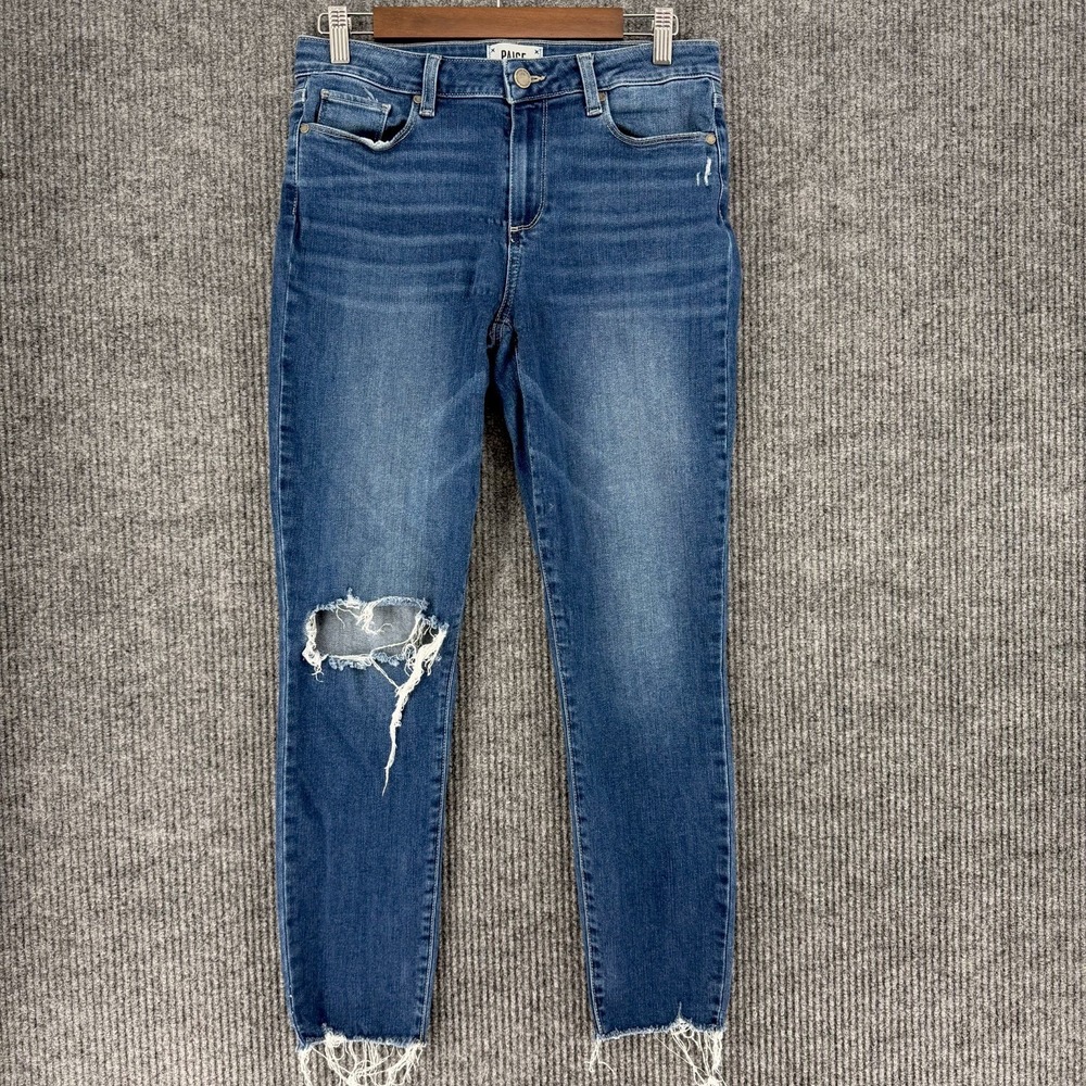 PAIGE Verdugo Ankle jeans womens 30 distressed raw hem skinny denim indie sleaze